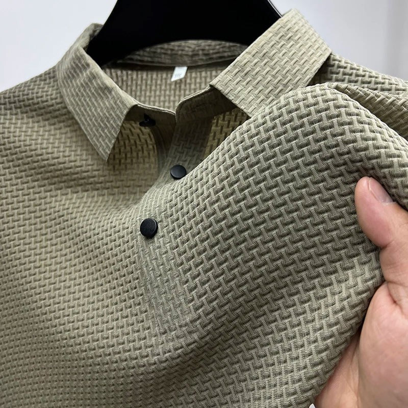 Dopasowana koszulka polo z dzianiny waflowej – Khaki